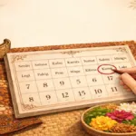 Ilustrasi kalender Jawa sebagai bagian dari sistem penanggalan tradisional yang digunakan dalam budaya Nusantara.