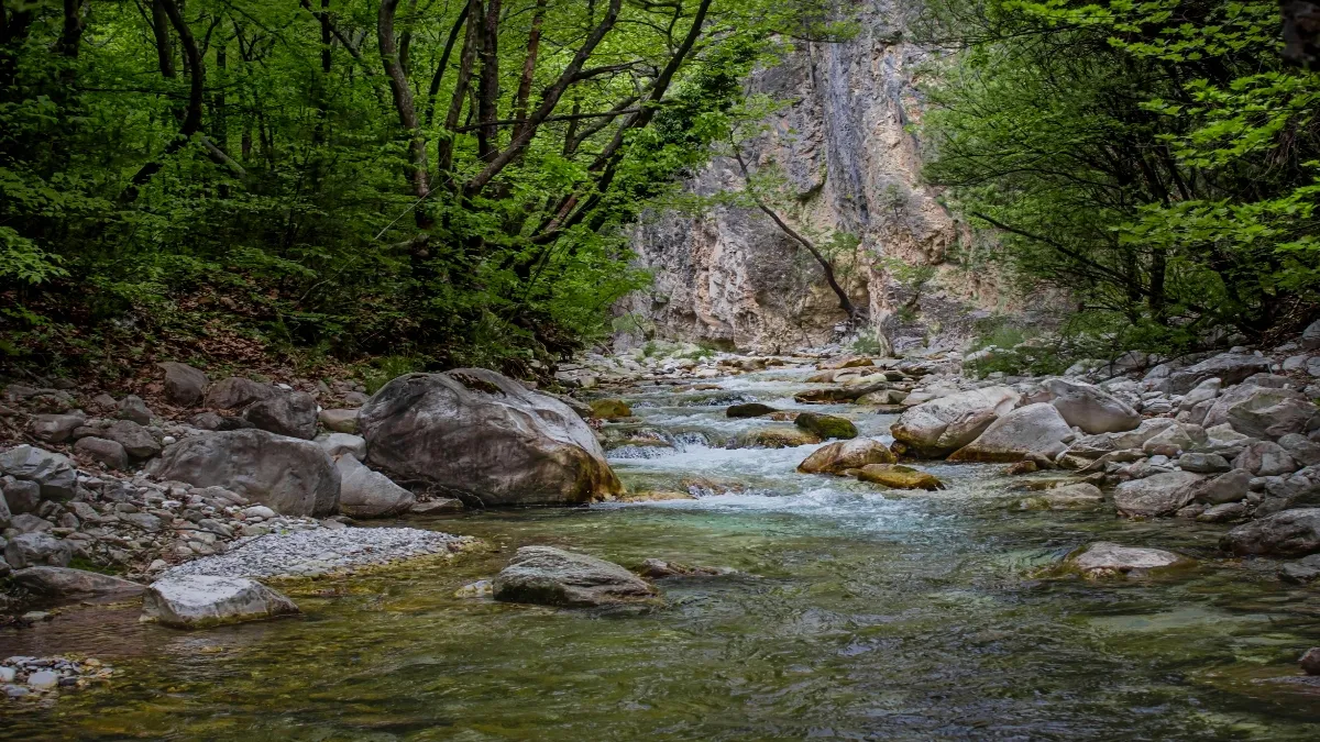 Ilustrasi suasana sungai sakral dalam tradisi kungkum masyarakat Jawa
