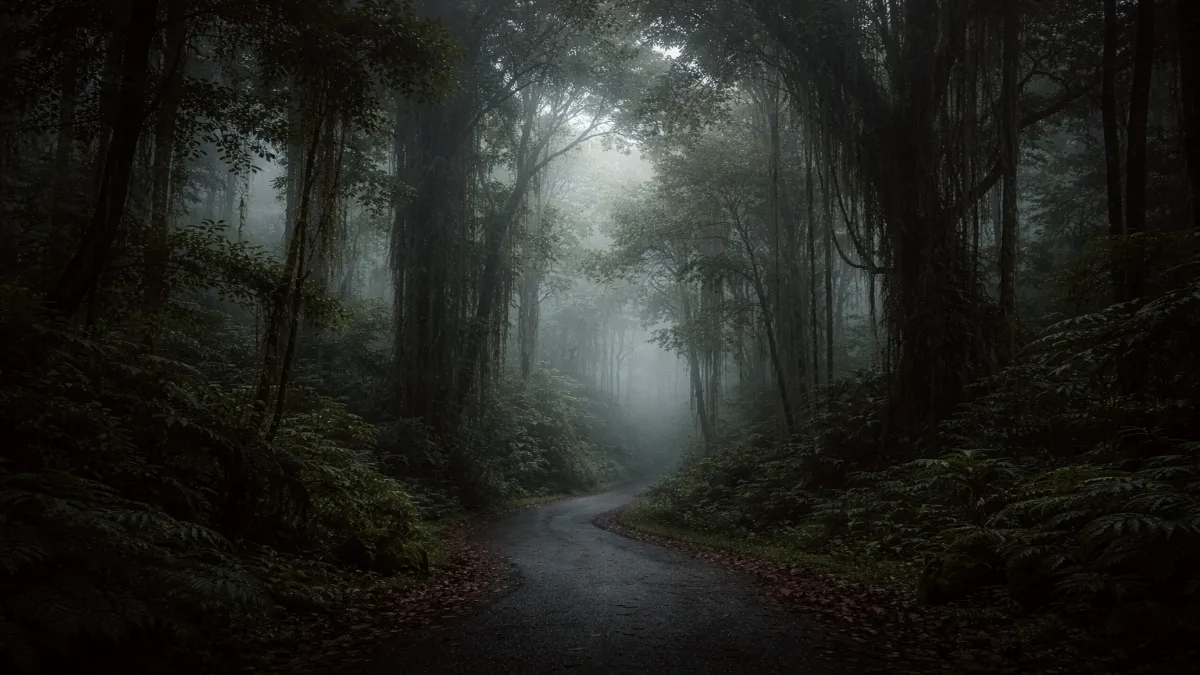 Ilustrasi hutan Alas Roban yang menyimpan banyak cerita mistis yang melegenda.