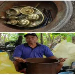 Ahmad Juri memperlihatkan panci kuno tembaga miliknya yang diklaim pernah ditawar Rp1 miliar oleh orang misterius di Sidoarjo.